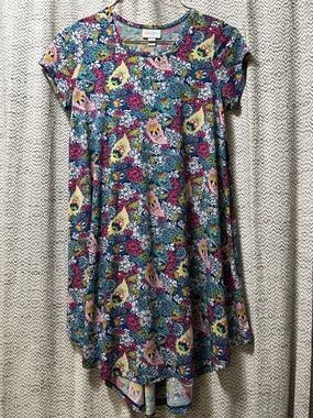 LuLaRoe Girls Floral Paisley Swing Dress in Blue, Pink & Yellow